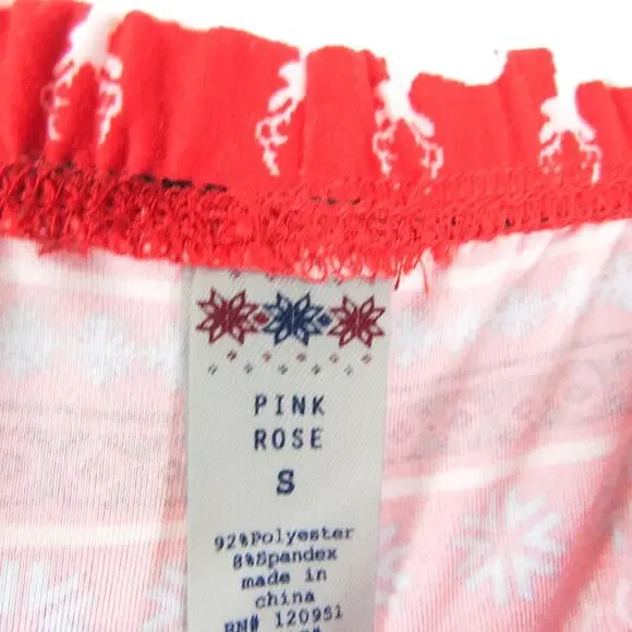 Pink Rose Christmas Leggings Red Argyle Ugly Christmas Leggings Reindeer - Picture 5 of 7